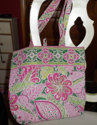 Vera Bradley button tote in retired Pinwheel Pink pattern