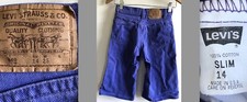 VTG 98s LEVI'S 560 USA KIDS PERIWINKLE PURPLE BLUE JEANS SHORTS SLIM 14 EUC 25"