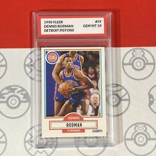 Graded 10 1990 Fleer Dennis Rodman Card 59 MINT Detroit Pistons GEM MINT