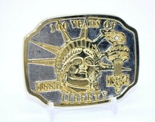100 Years of Statue of Liberty 1884-1984 Centennial Silver Gold Tone Belt Buckle