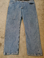 Men's Wrangler Regular Fit Comfort Dark Wash Blue Jeans Size 42 x 32 Big Tall