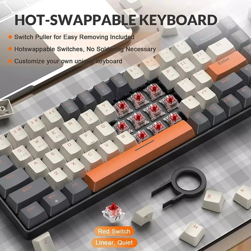 RK68 Wireless 60% Mechanical Gaming Keyboard Mini Bluetooth Hot Swappable for PC - Picture 3 of 7