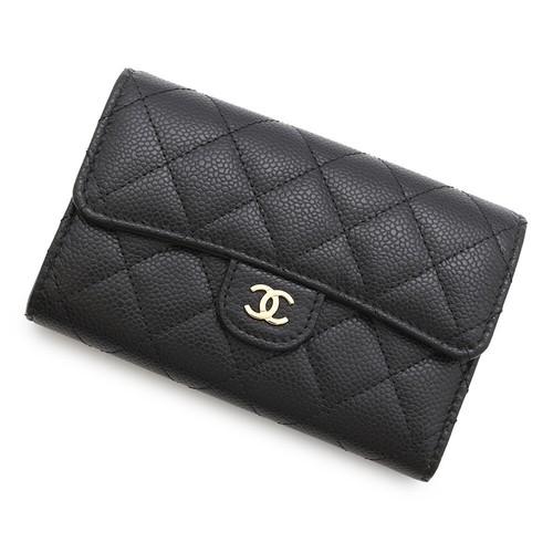 CHANEL Matelasse Medium Geldbörse Kalbsleder Schwarz AP0232