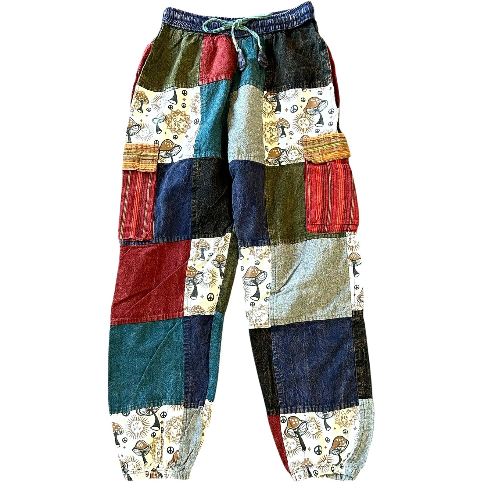 Rising International Boho Patchwork Cargo Jogger … - image 3