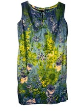 VTG 70s Hawaiian Blue Watercolor Floral 1 Pocket NEEDS NEW ZIPPER M/L 40/38