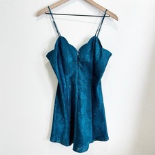 Vtg Victorias Secret Slip Womens Large Blue Satin Fairy Coquette Gold Label