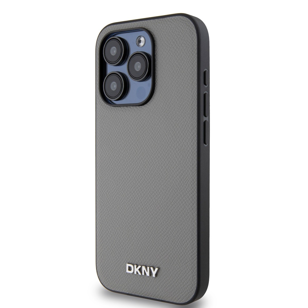 Coque de luxe DKNY pour iPhone 14 Pro finition Silver Metal grise - 2