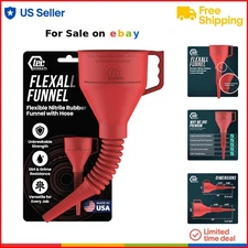 Flexible Rubber Funnel 12x4 Inches Spill-Proof Auto Oil Transmission Fuel