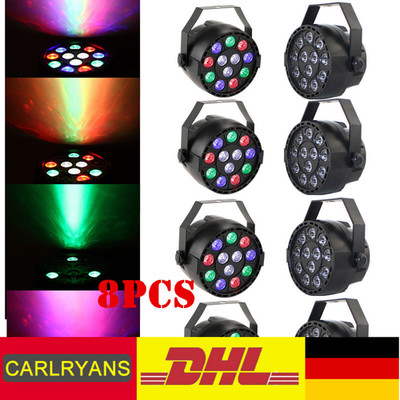 8X 15W Akku Wiederaufladbar Par Strahler Bühnenlicht RGB 12 LED DMX Xmas Show DJ