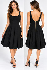 Womens Black Sleeveless Fit & Flare Dress A-Line Gown w Bubble Skirt Size 6