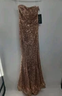 Pia Michi Rose Gold Sequin Fitted Mermaid Style Dress Size 10 BNWT