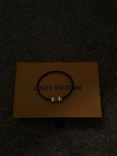 Louis Vuitton Leather Cord Charm Bracelet Brown & Gold Tone Dangle Charm