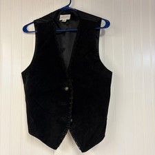 Vintage Arizona Jean Co Black Suede Leather Women s Vest Hand Laced Sz L