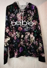 bebe Sport Size Large Multicolored Floral Print Lightweight Hoodie E162