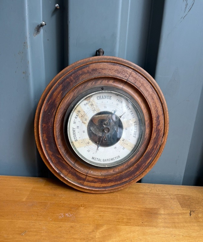 Antique Barometer Vintage Weather Nautical Display Wood