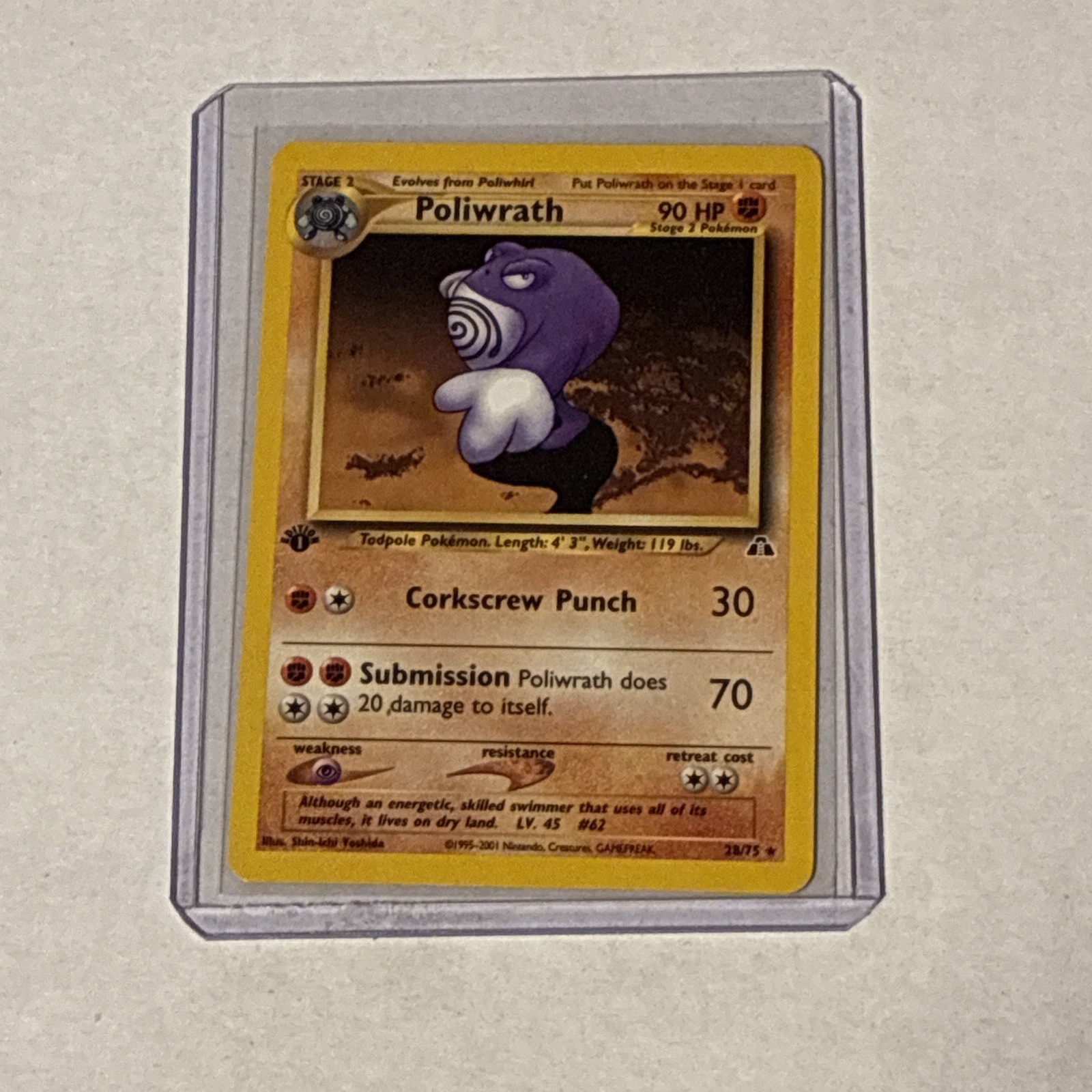 Poliwrath 28/75 1st Edition Neo Discovery Rare Non-Holo Vintage Pokemon Card
