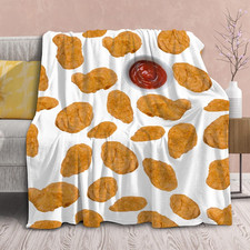 Funny Chicken Nugget Blanket - Soft Flannel Throw for Kids Adults 80"x60