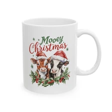 Mooey Christmas Mug Cow Holiday Coffee Cup Farmhouse Funny Christmas Gift