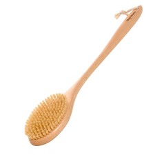 19.7inch Upgrade Long Handle Bath Brush Wood Shower Brush Natural Bristles fo...