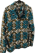 Eddie Bauer Mens L Polar Fleece Aztec Pockets 1/4 Snap