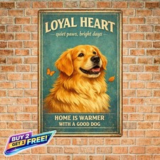 Golden Retriever Dog Lover Home Decor Metal Tin Sign 8x12
