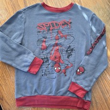 Marvel Boys SWEATSHIRT XL Gray Red Spider-Man Wall Graphic Pullover Cotton NEW