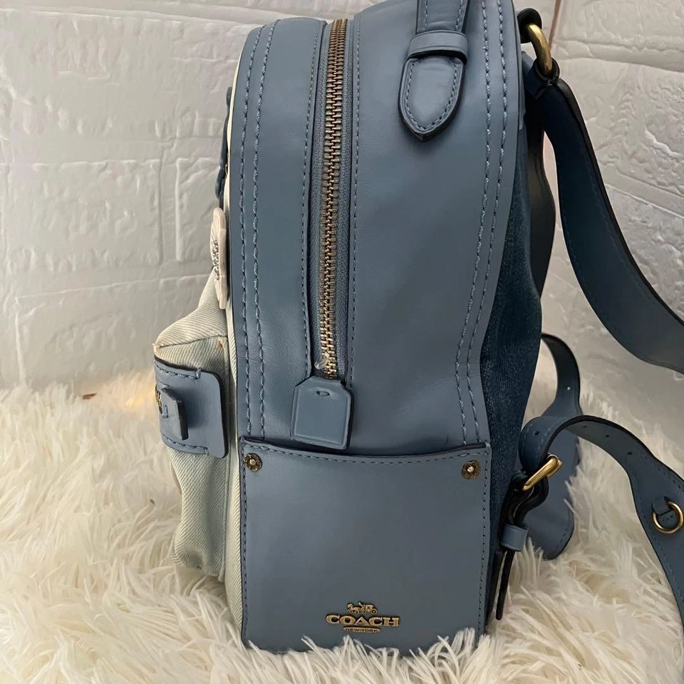 [Excelente+] Mochila COACH 54068 Tea Rose Denim Azul de Japón Usada De Colección Foto 4 de 4
