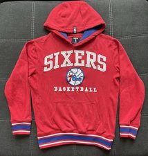 Philadelphia 76ers Hoodie Mens S Red NBA UNK Basketball Pullover PHILA Fleece