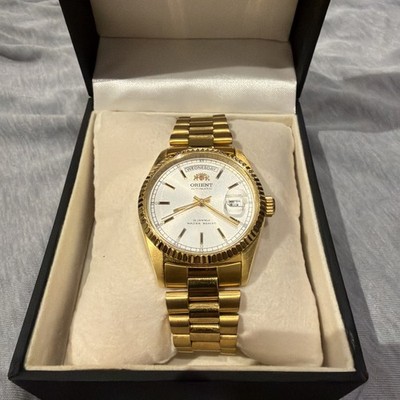 Orient President  Automatic Day-Date White Dial Stainless Steel Watch NOS Rare