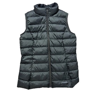 Eddie Bauer Down Vest EB650 Womens Medium Green Puffer Hiking Camping Outdoors