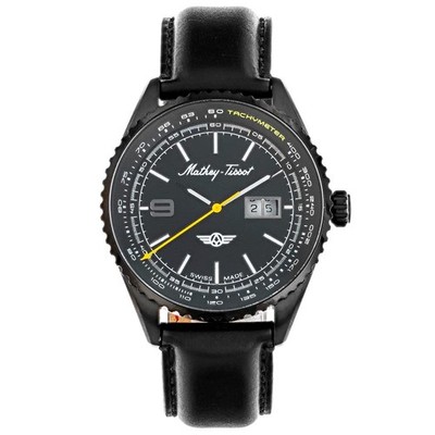 Atlas Collection Men s Three-Hand Date   43mm Black Stainless Steel Case, Bla...