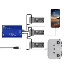 Parallel Fast Charger for DJI Air 3S,Air 3 Rapid Battery Charging Hub 3,Rapid