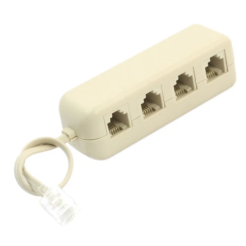 RJ11 6P4C to 6P4C M-4F 4 Way Telephone Line Modular Splitter Adapter Connector