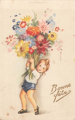 CP ILLUSTREE GOOD PARTY KLEINES MÄDCHEN BLUMEN - 61987