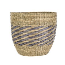 9" Tapered Seagrass Basket with Modern Blue Detail
