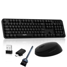 Wireless Keyboard and Mouse, Cute Colorful 104 Keys Full Size Typewriter Keyb...