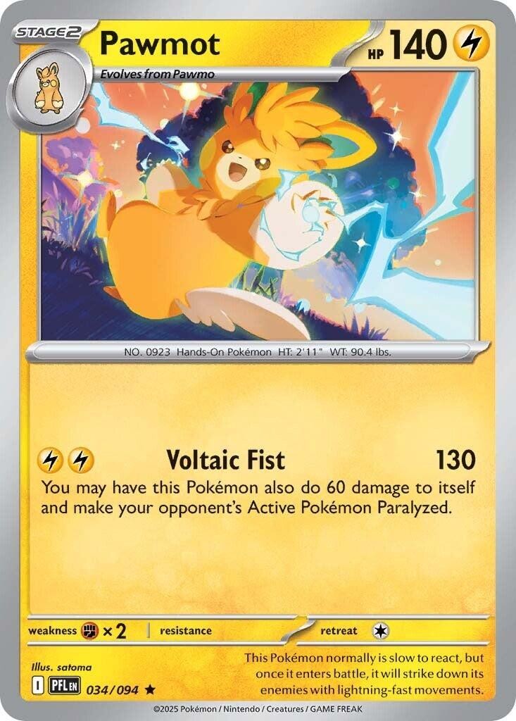 Pawmot 034/094/ R Phantasmal Flames Pokemon NM