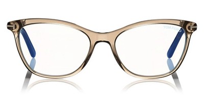 Tom Ford TF5636-B 045 Transparent Brown Cateye Plastic Eyeglasses 52-16-140