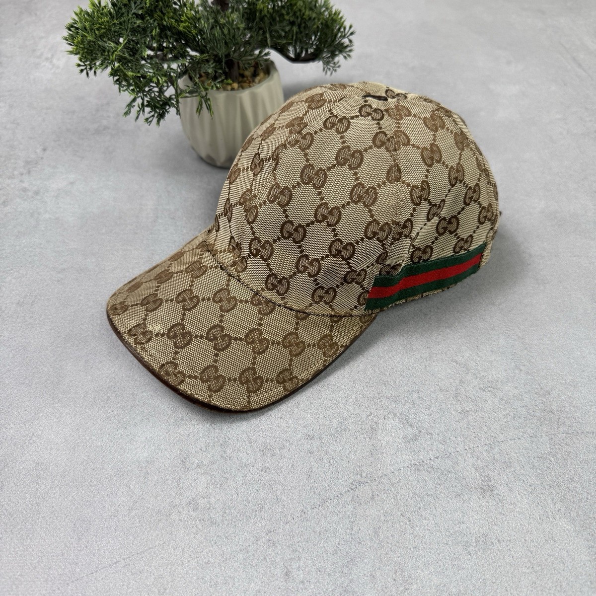 Vintage Gucci GG Logo Brown Cap Made In Italy Hat Size S | eBay
