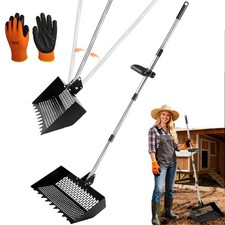 Chicken Poop Scooper, Adjustable Angle Chicken Coop Cleaning, 3-in-1 Sand Rak...