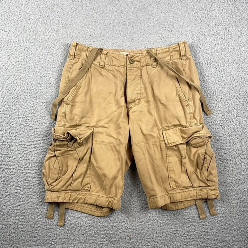 VTG Abercrombie Fitch Paratrooper Cargo Shorts Men's 28 Khaki Beige Y2K