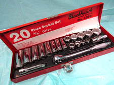 Vintage 38 Drive Blackhawk 20 Piece Socket Set 228b-nice Vintage 38 Drive Blackhawk 20 Piece Socket Set 228b-nice