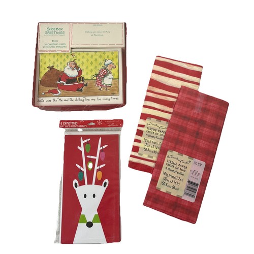 Hallmark Christmas Cards Red Tissue Paper Lot
