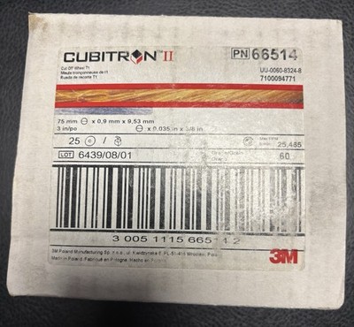 3M Cubitron II Cut-Off Wheel, T1, 25/PACK PN:66514