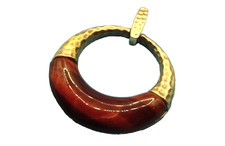 This is a Gold Over 925 Sterling Silver Red Tiger's Eye Round Open Loop Pendant