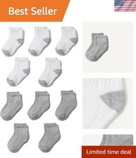 Unisex Kids' Ankle Socks - 10 Pairs - Comfortable Cotton Blend - Medium Size