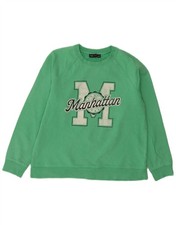 Marks  Spencer Womens Graphic Sweatshirt Jumper UK 14 Medium Green DA13