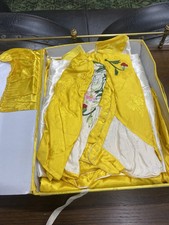 Vintage 1940  s 3 piece Pajamas with Original Box - top, pants, robe embroidered