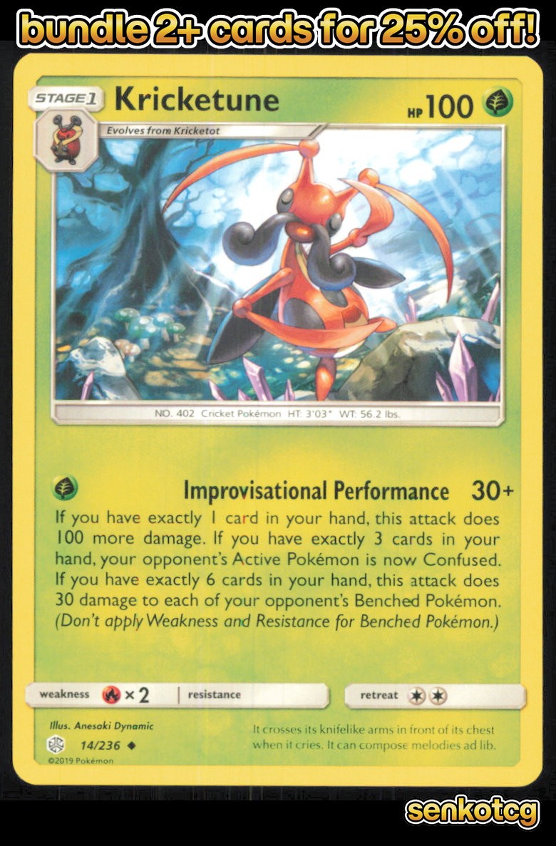 🎴 Kricketune 14/236 Uncommon Cosmic Eclipse NM