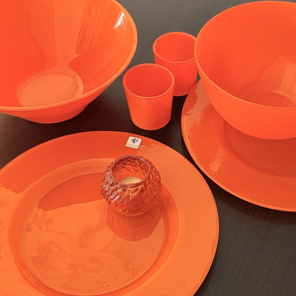 Platzteller, Dekorationsteller, Glas, Set 2 Stck, 34cm, Farbe Orange, Gebraucht - Bild 3 von 4
